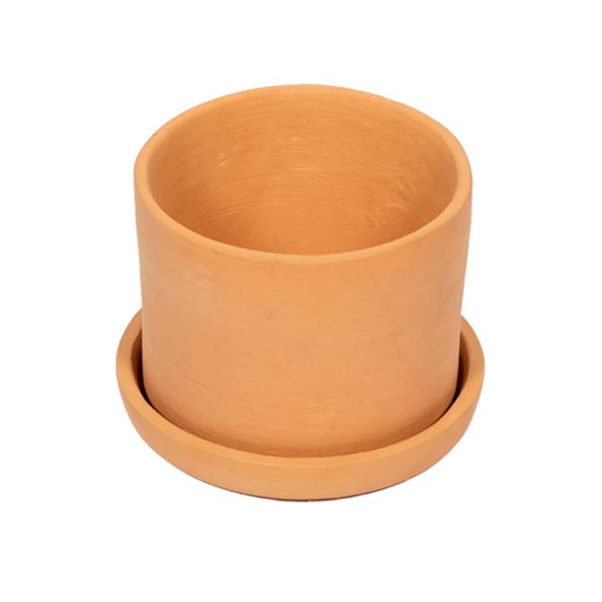Terracotta Flower Pot with Bottom Tray 8.5 inch