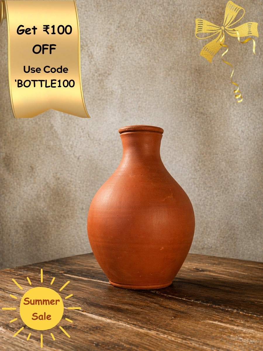 Handmade clay water bottle - Summer sale