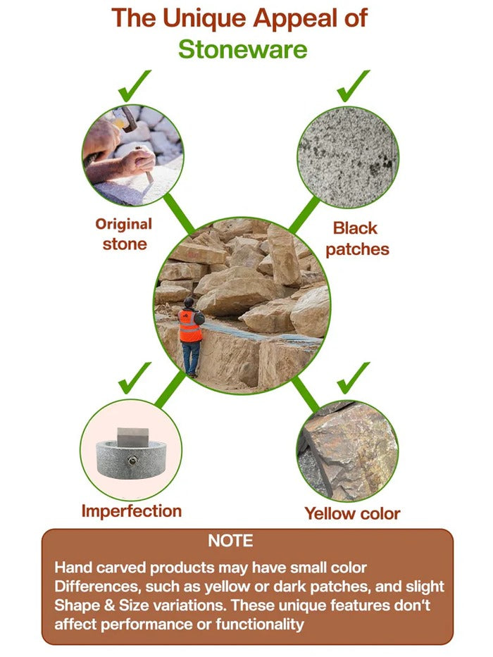 Each handcrafted stoneware piece has natural marks like patches, color shifts, or shape changes – proof of uniqueness.