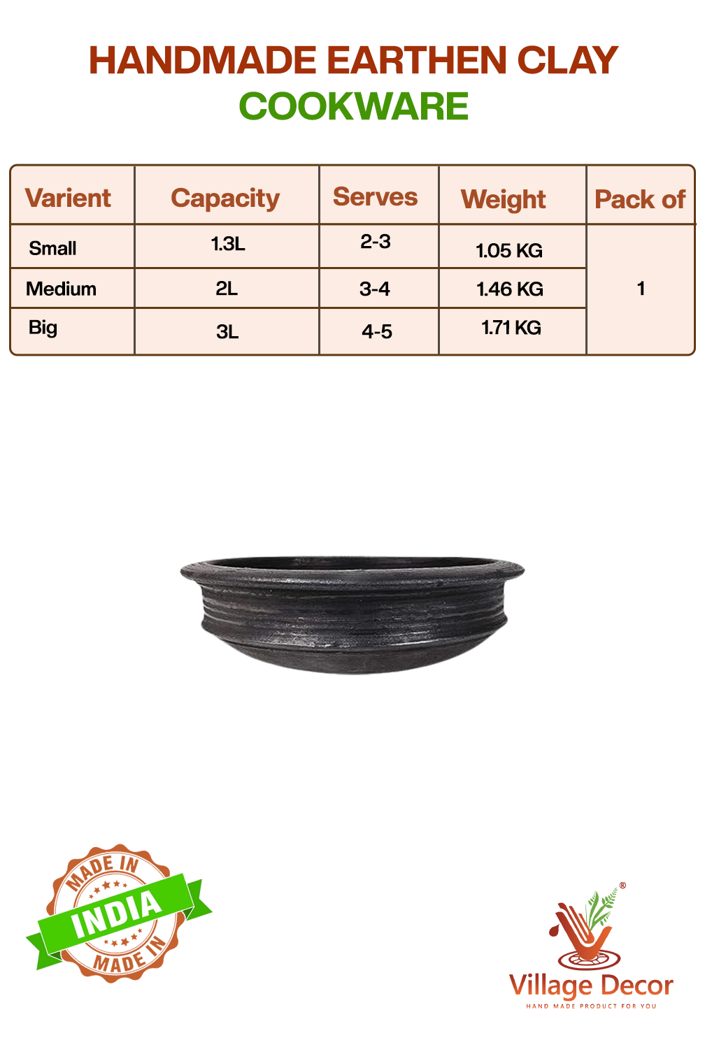 Non-toxic earthen clay cookware set for healthy cooking ā handcrafted and eco-friendly.