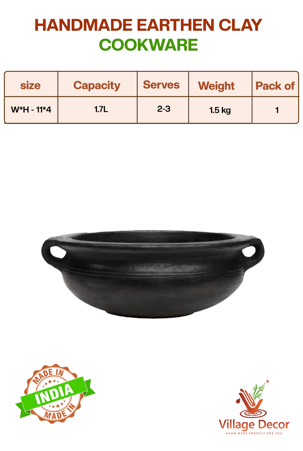 Non-toxic earthen clay cookware set for healthy cooking – handcrafted and eco-friendly.