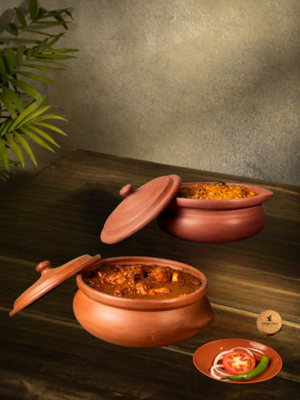 Earthen clay Mini Cookware Combo ideal for preparing a variety of traditional dishes like Sambar, Kootu, Kuruma, Gravy, Dry Curry, and Biryani.