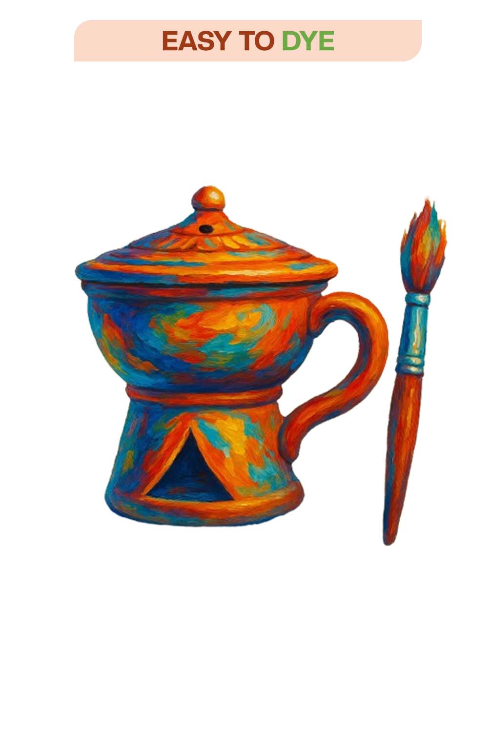 Decorative incense holders in vibrant colors with brush, highlighting easy-to-dye feature for creative use.