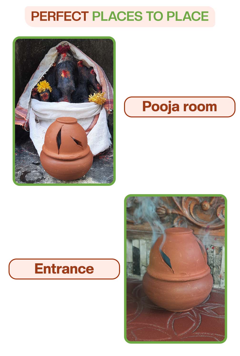 Perfect to place in spiritual corners like pooja rooms or near entrances to create a calming and welcoming environment.