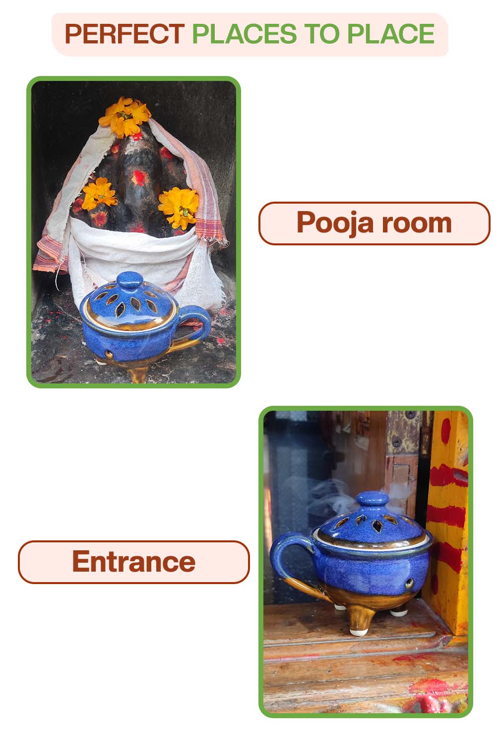 Perfect to place in spiritual corners like pooja rooms or near entrances to create a calming and welcoming environment.