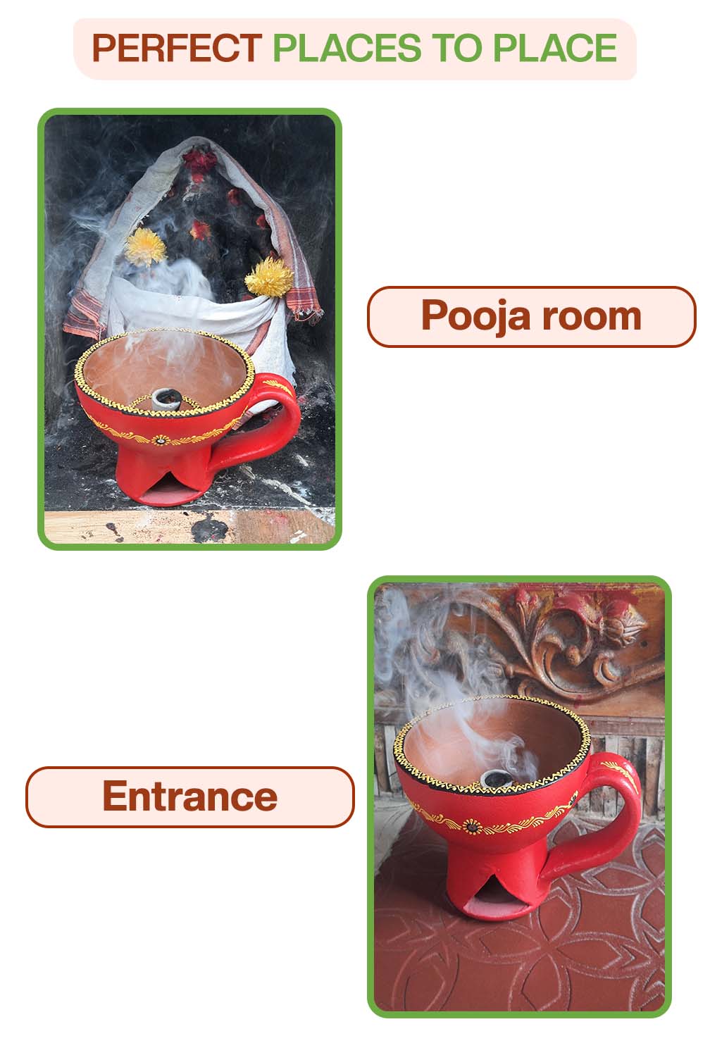 Perfect to place in spiritual corners like pooja rooms or near entrances to create a calming and welcoming environment.