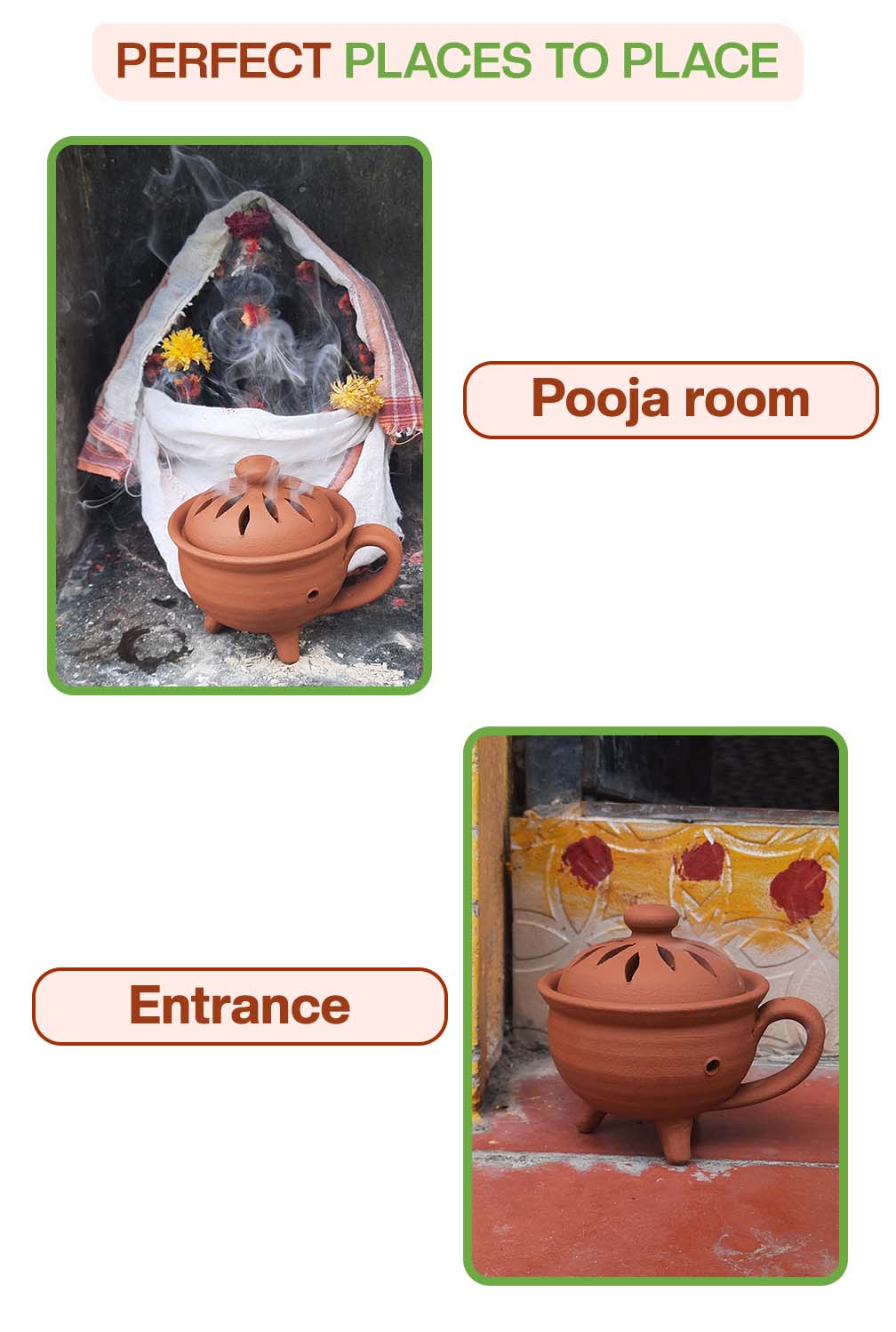 Perfect to place in spiritual corners like pooja rooms or near entrances to create a calming and welcoming environment.