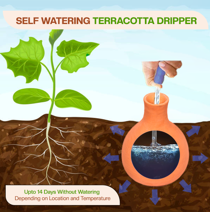 Village Decor Terracotta Self Watering Water Dripper Automatically Water Your Plants