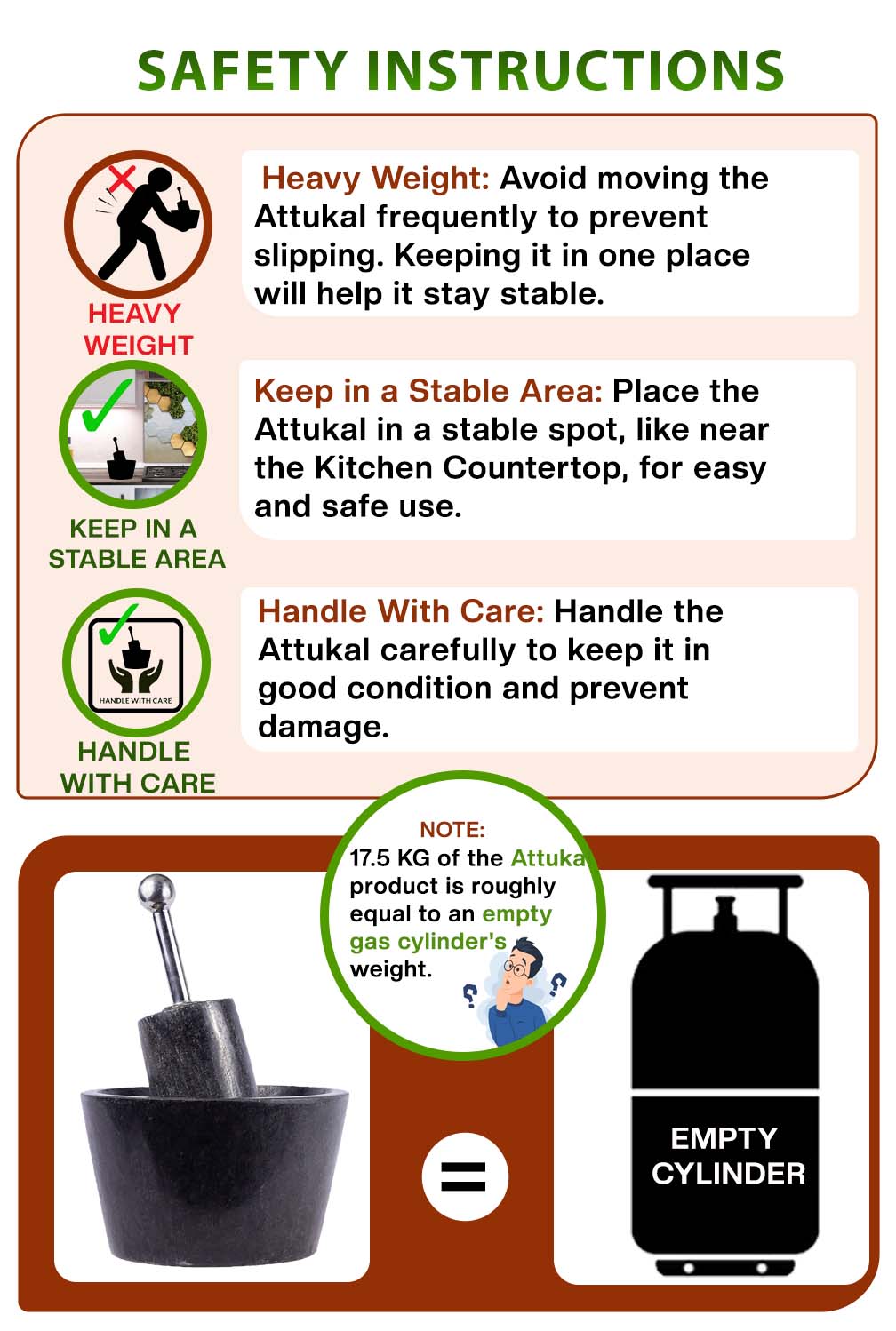 Safety instructions for handling Rubu rolu– heavy weight, Maintenance and care tips.
