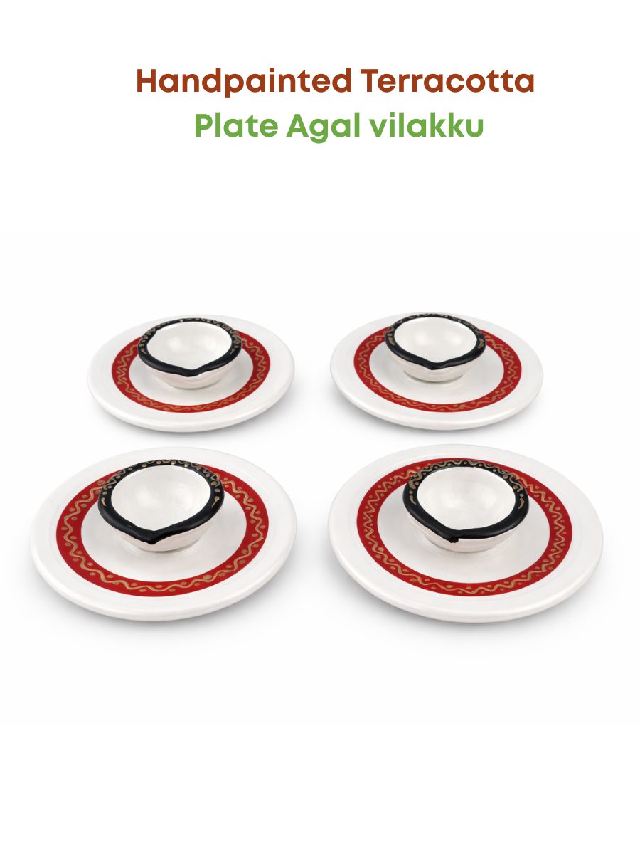 Hanpainted diya for a festival and pooja decor