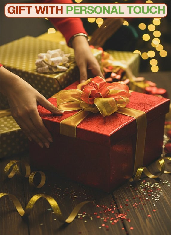 Beautifully wrapped present box showing gift with personal touch, great for festive pooja essentials gift idea