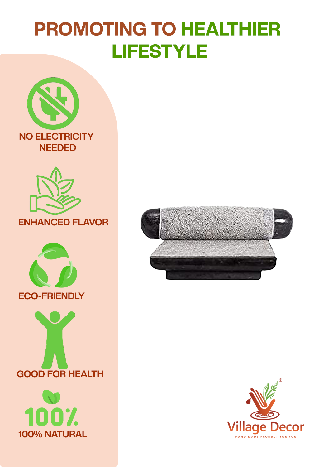 Ammikal promotes healthier lifestyle ā no electricity needed, enhances flavor, eco-friendly, natural and good for health.