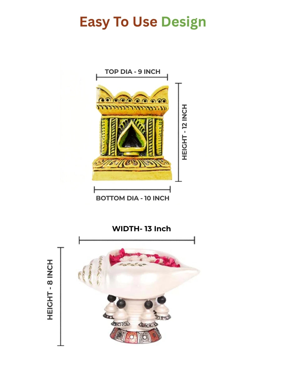 Terracotta tulsi pot and sangu urli set for sacred space decoration
