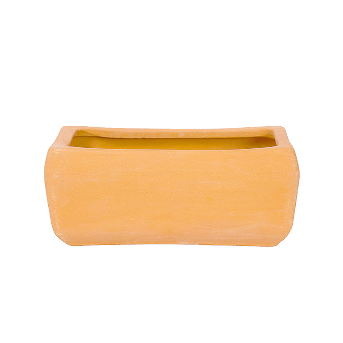 Rectangular shape bonsai planter with white background view—perfect flower pot for indoor and garden spaces with a natural terracotta finish.