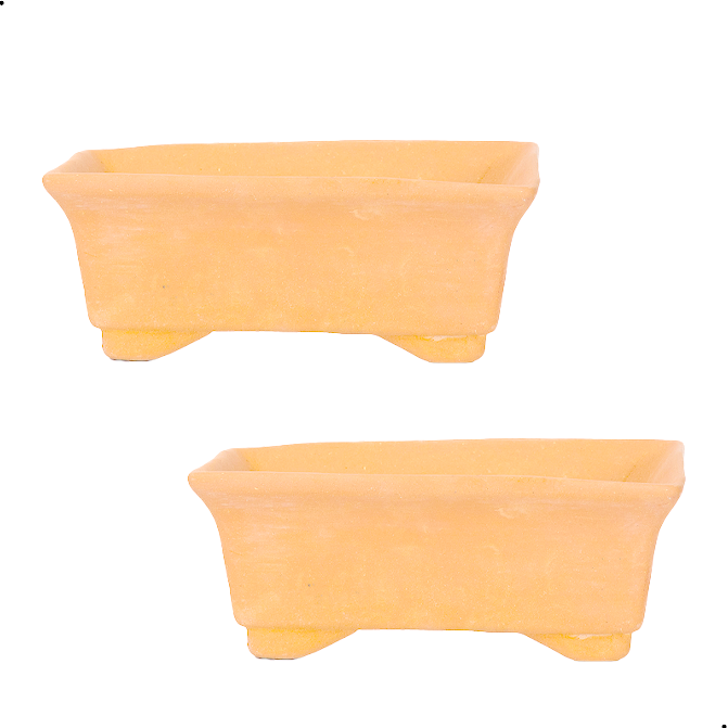 Rectangular shape bonsai planter with white background view—perfect flower pot for indoor and garden spaces with a natural terracotta finish.