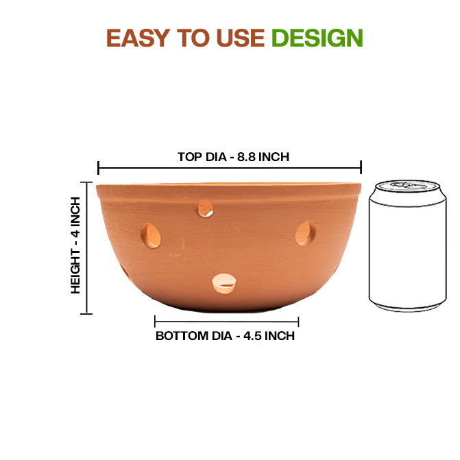 Terracotta Bowl Shape planter pot with matching tray, shown with a simple and user-friendly design-perfect for orchids, succulents, or indoor plants.