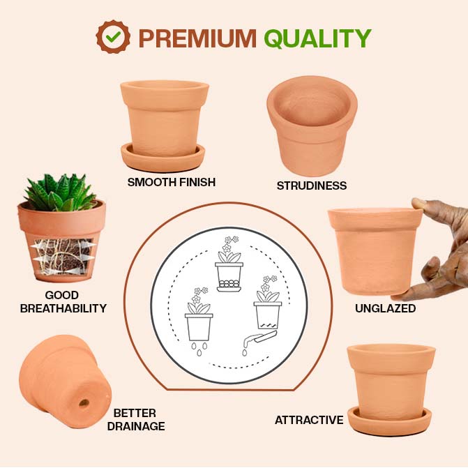 This handcrafted terracotta planter pot offers a natural, unglazed finish with excellent breathability and drainage. Its sturdy build and smooth design make it perfect for both indoor and outdoor gardening.