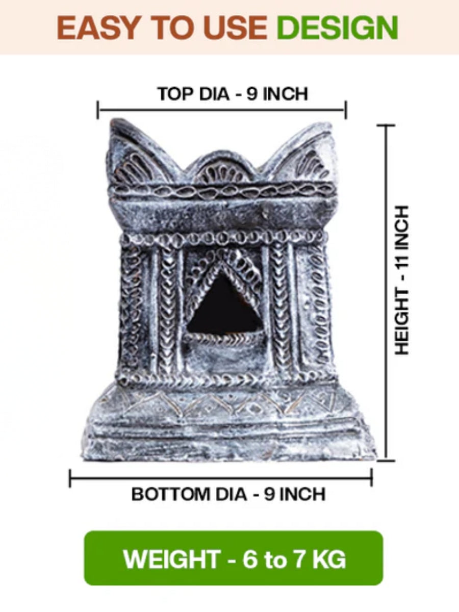 Terracotta Tulsi Pot with visual size comparison and simple design reference. Ideal for understanding the overall shape and structure.