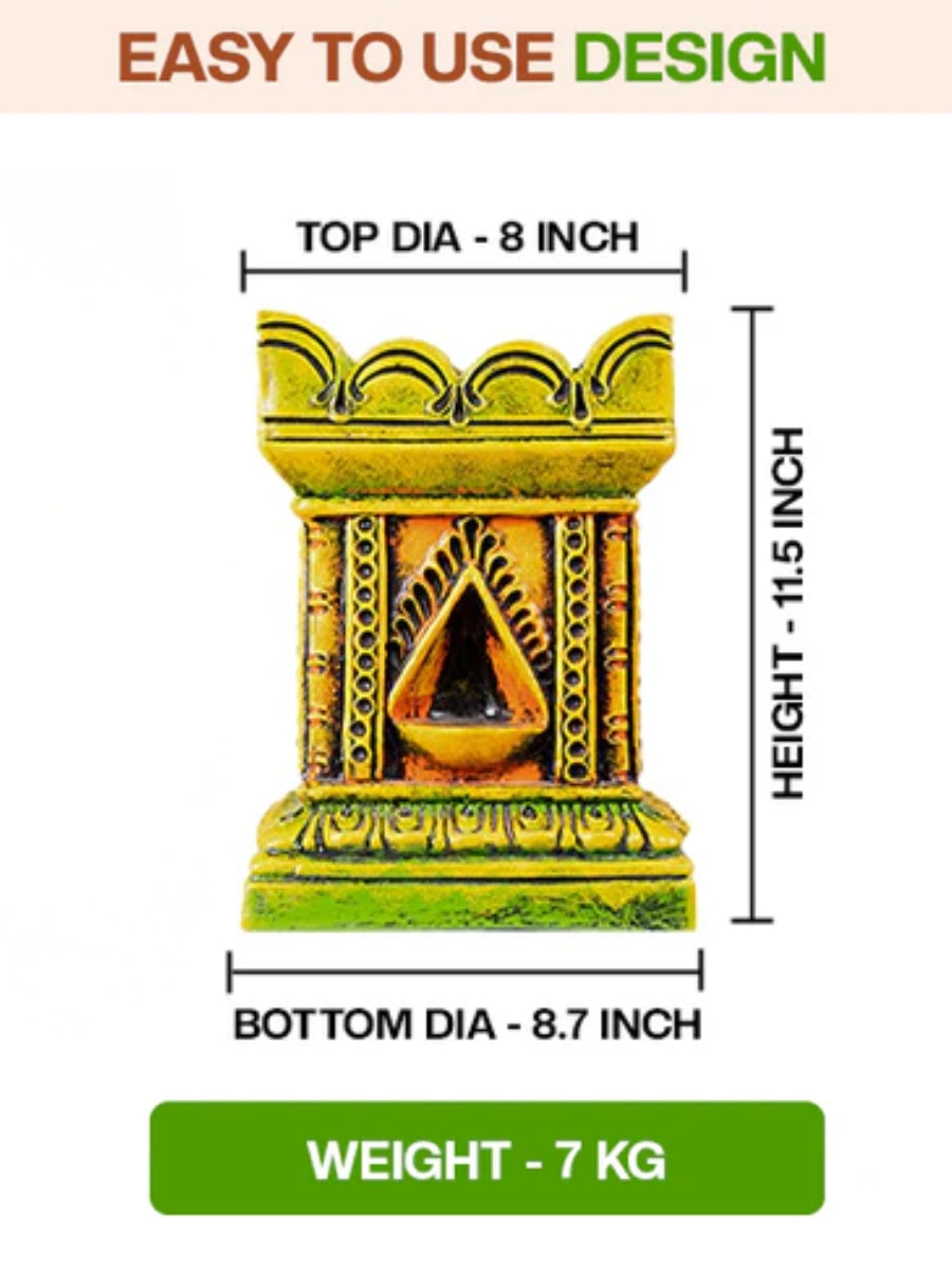 Terracotta Tulsi Pot with visual size comparison and simple design reference. Ideal for understanding the overall shape and structure.