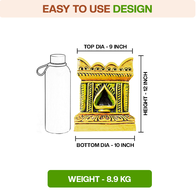 Terracotta Tulsi Pot with visual size comparison and simple design reference. Ideal for understanding the overall shape and structure.