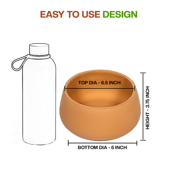 Terracotta Flower Pot showing easy to use design with dimension view and small size, ideal for indoor and outdoor plant lovers.