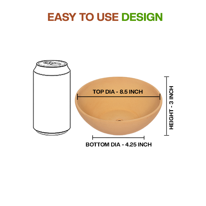 Terracotta Flower Pot showing easy to use design with dimension view and small size, ideal for indoor and outdoor plant lovers.