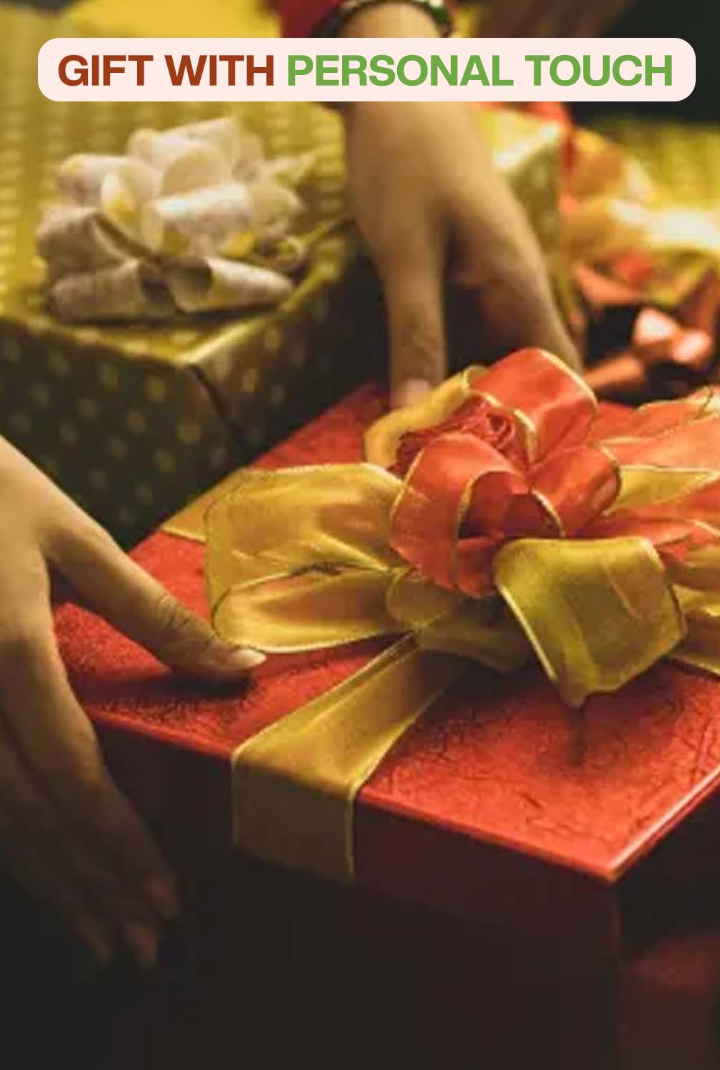 Terracotta urli gift box presentation with golden ribbon, showing a thoughtful and personal touch, perfect for festive gifting or special occasions.