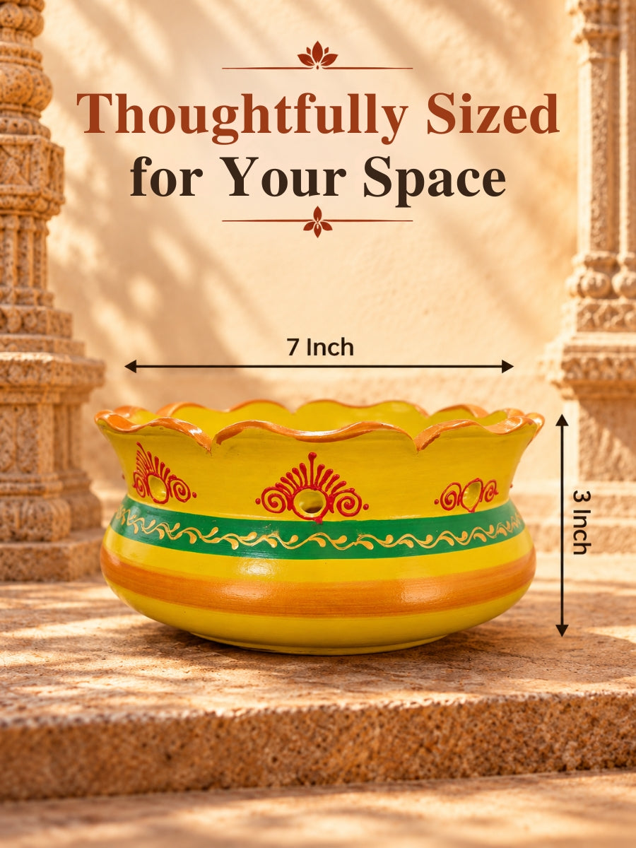 Measurements of the Handcrafted Yellow Terracotta Vallalar Diya
