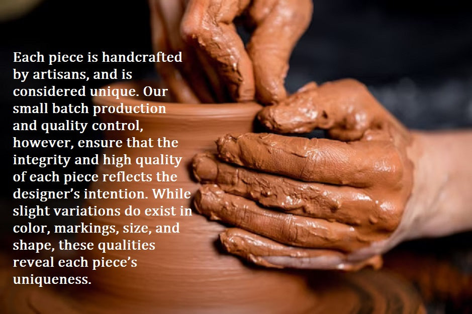 Close up of artisan hands shaping terracotta clay on a potter’s wheel, highlighting the handmade craftsmanship and uniqueness of each piece.
