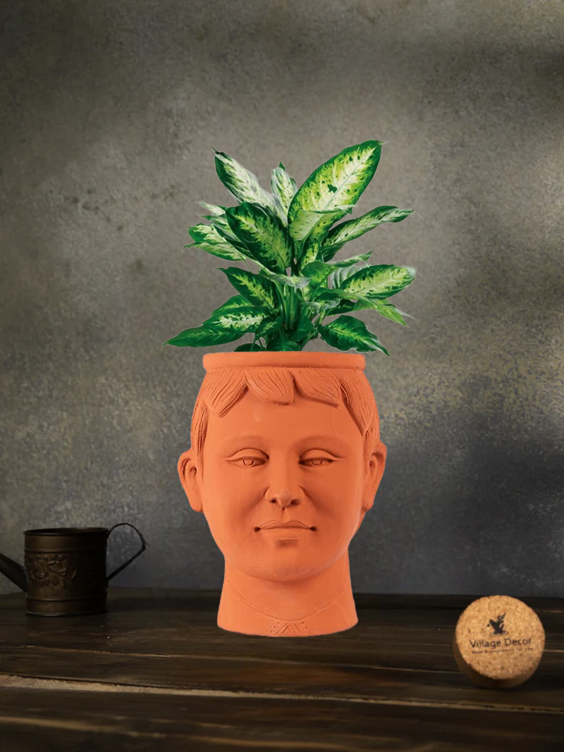 Terracotta face Shape Planter Indoor / Outdoor