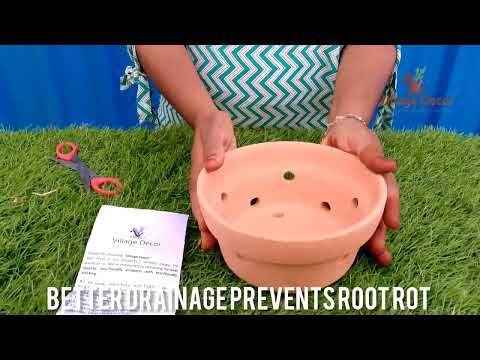 Unboxing Village Decor Terracotta Handmade Orchid Planter Pot.