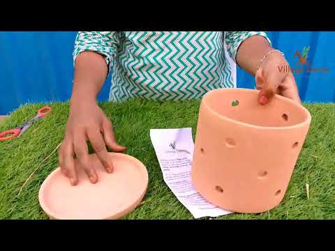 Unboxing Village Decor Terracotta Handmade Cylinder Shape Orchid Planter Pot.