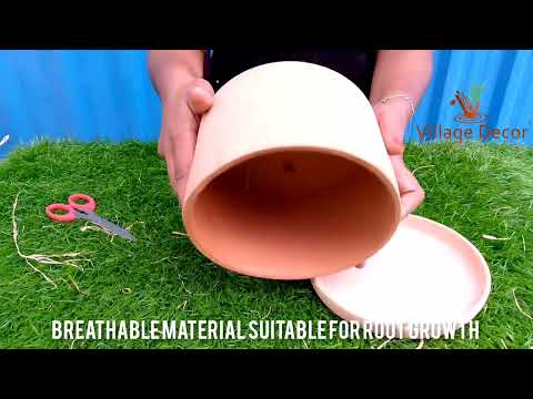 Unboxing Village Decor Handmade Cylinder Shape Terracotta planter pot.