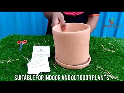 Unboxing Village Decor Handmade Cylinder Shape Terracotta planter pot.