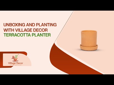 Unboxing Village Decor Handmade Cylinder Shape Terracotta planter pot.
