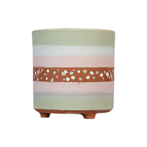 Terracotta Painted Plant Container with Bottom Tray