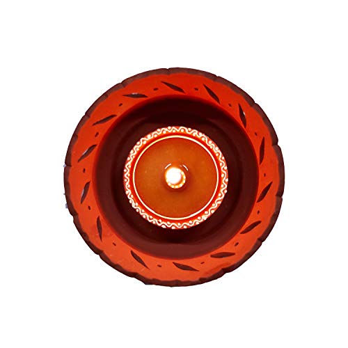 Terracotta Vallar Oil Diya | Handmade Traditional Lamp For Festival and Puja (Height - 3 Inch)