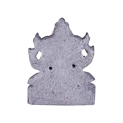 Back view of handcrafted black stone Ganesha idol showing natural stone texture and detailed carving finish.