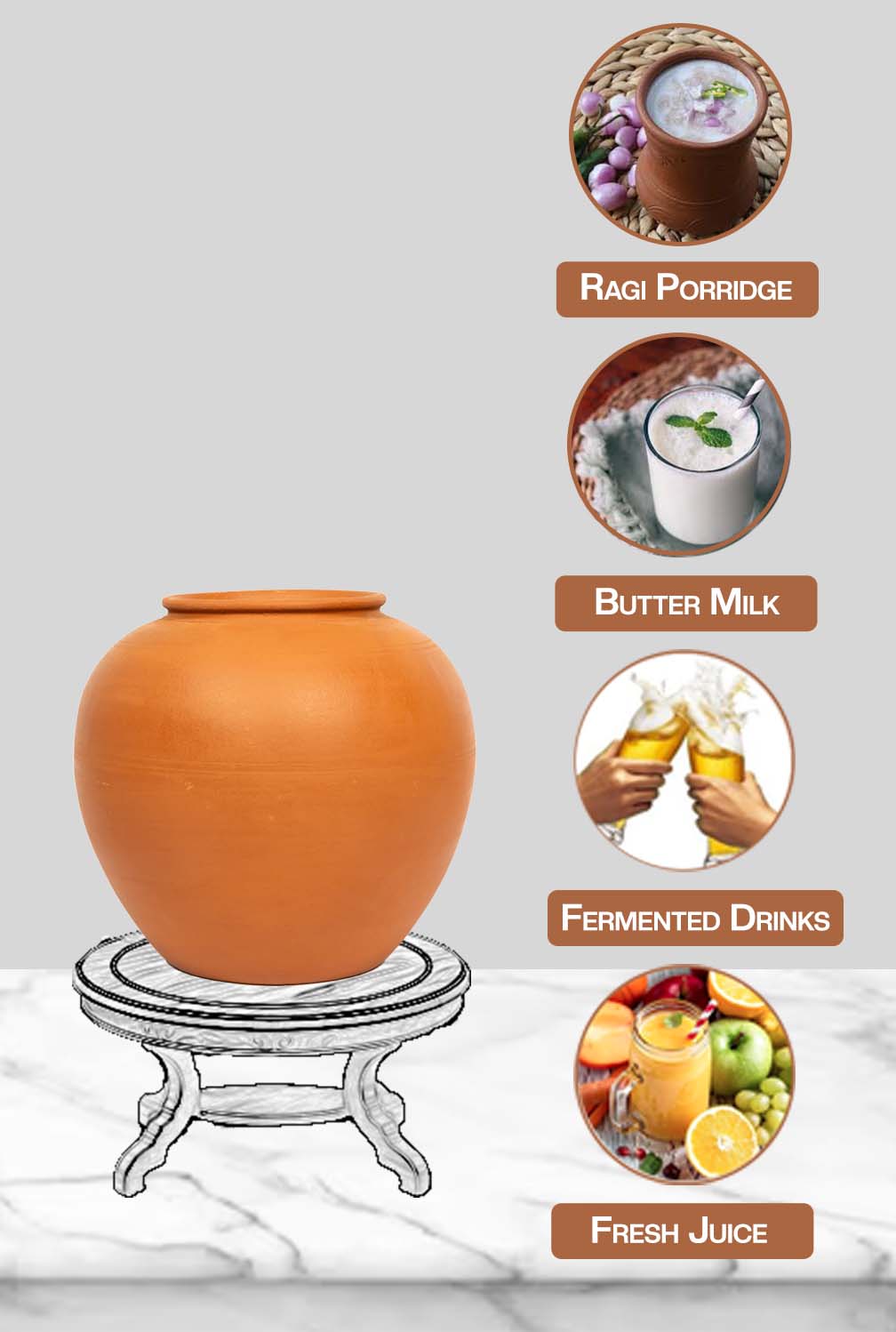Village Decor Earthen Clay Water Pot with Lid (Pre-seasoned) 6000 ml