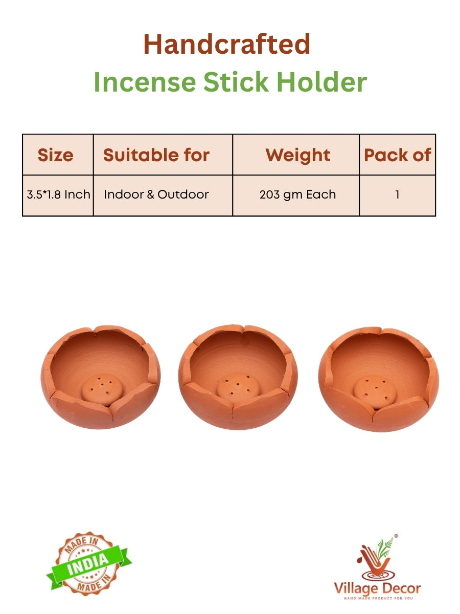 Terracotta agarbatti Stand / Vathi Stand, Incense Stick Holder (Pack of 3)