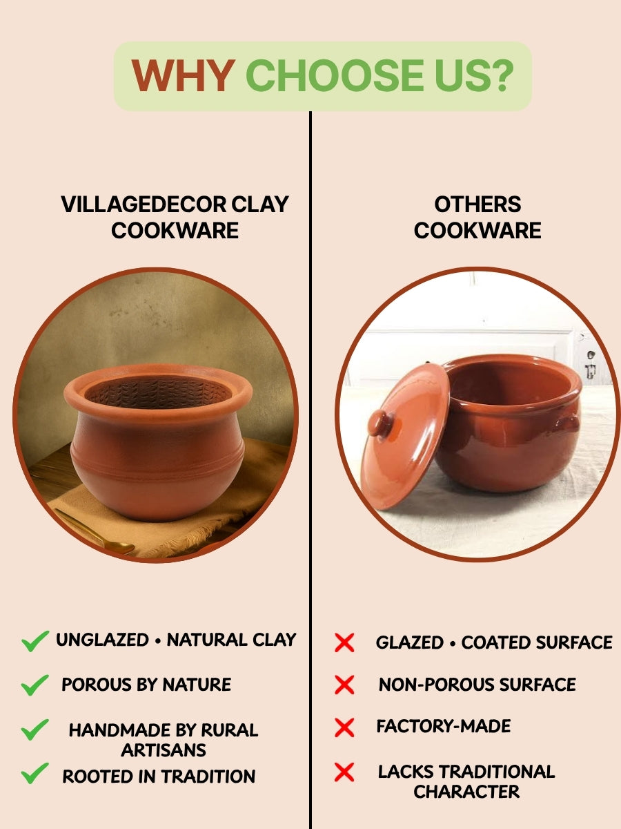 Clay Keerai Chetti | Cookware for easy mashing of dals and spinach|  Mitti Ke Bartan - (Small(1.5 litres))