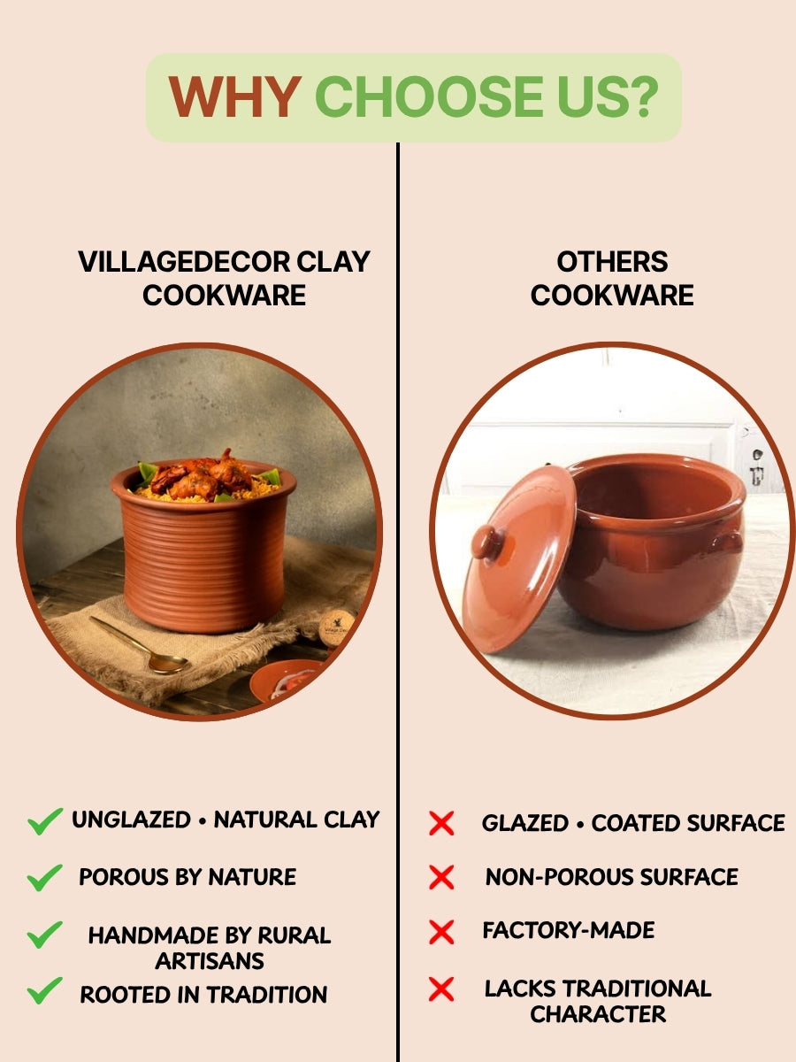 Earthen Clay Biryani Pot – 5 Liter | Mitti Ke Bartan, Traditional Cooking, Handmade, 100% Toxin Free