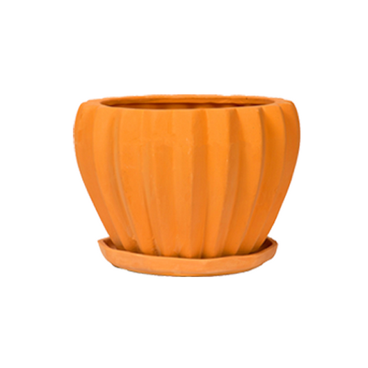 Village Decor Terracotta Planter/Pot with Bottom Tray - Dia 7.5 inch