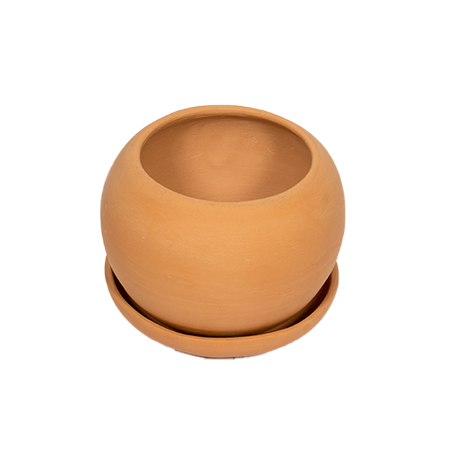 Terracotta Apple Shape Flower Pot with Bottom Tray, 1 Piece
