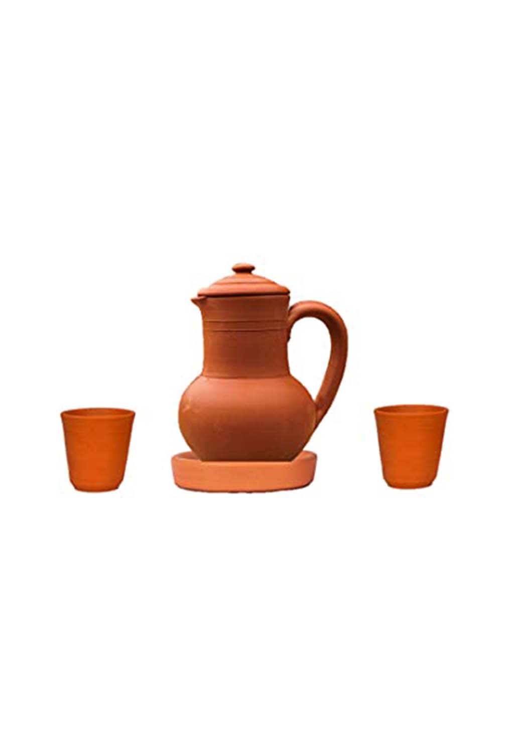 Terracotta clay Water jug with Glass (Pre-seasoned) -2000ml