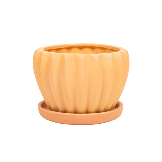 Village Decor Terracotta Planter/Pot with Bottom Tray - Dia 7.5 inch