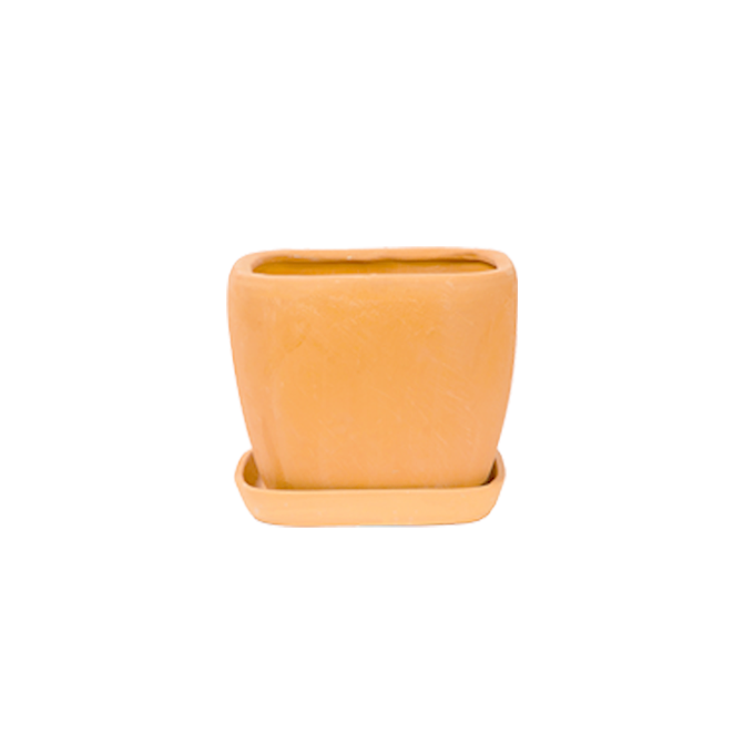 Village Decor Square shape Flower Pot with Tray (L * W - 5.8 * 5.8 inch)