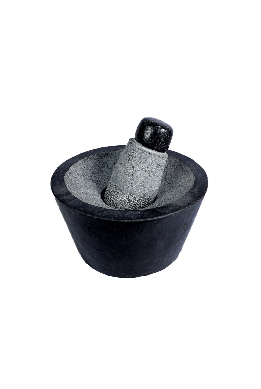 Black Stone Polished Attukal | Rubbu Rollu | Mortar & Pestle (B*H -11 * 6 Inch)