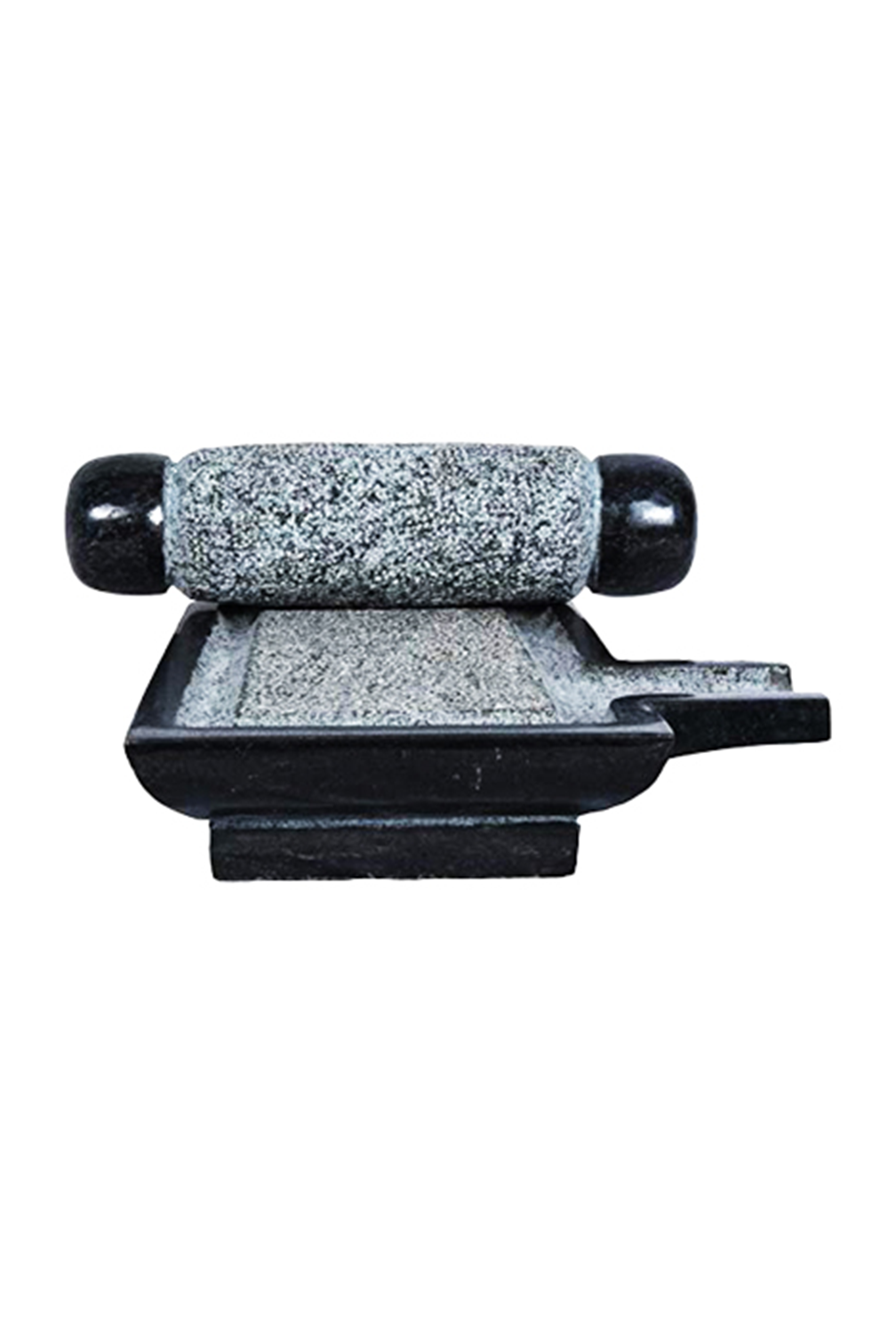 Black Stone Polished Sil Batta | Ammikallu | Mortar and Pestle (B x L - 9 x 15 inch)
