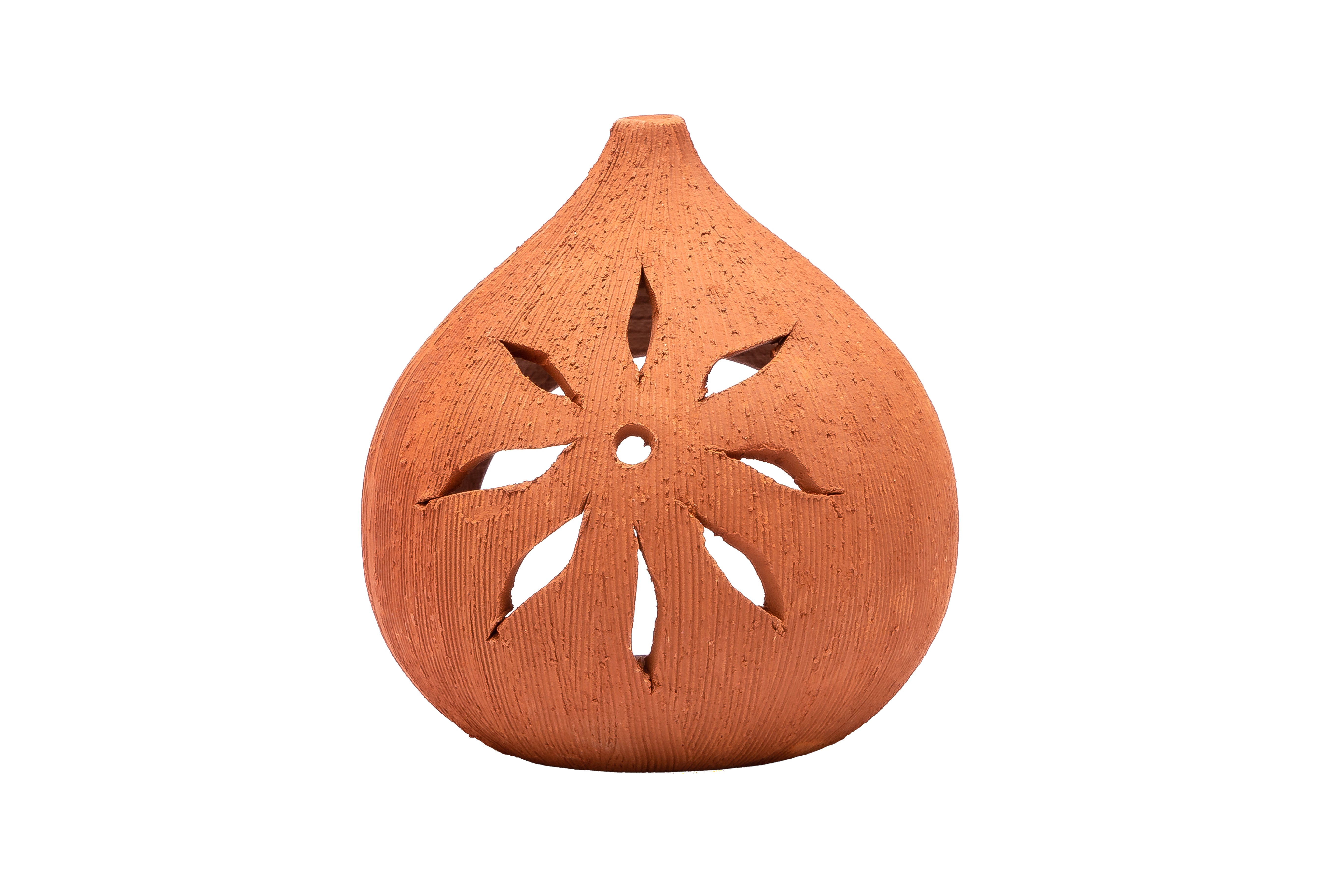 Terracotta Coconut Shape lamp Holder with lamp, Height - 5 inch